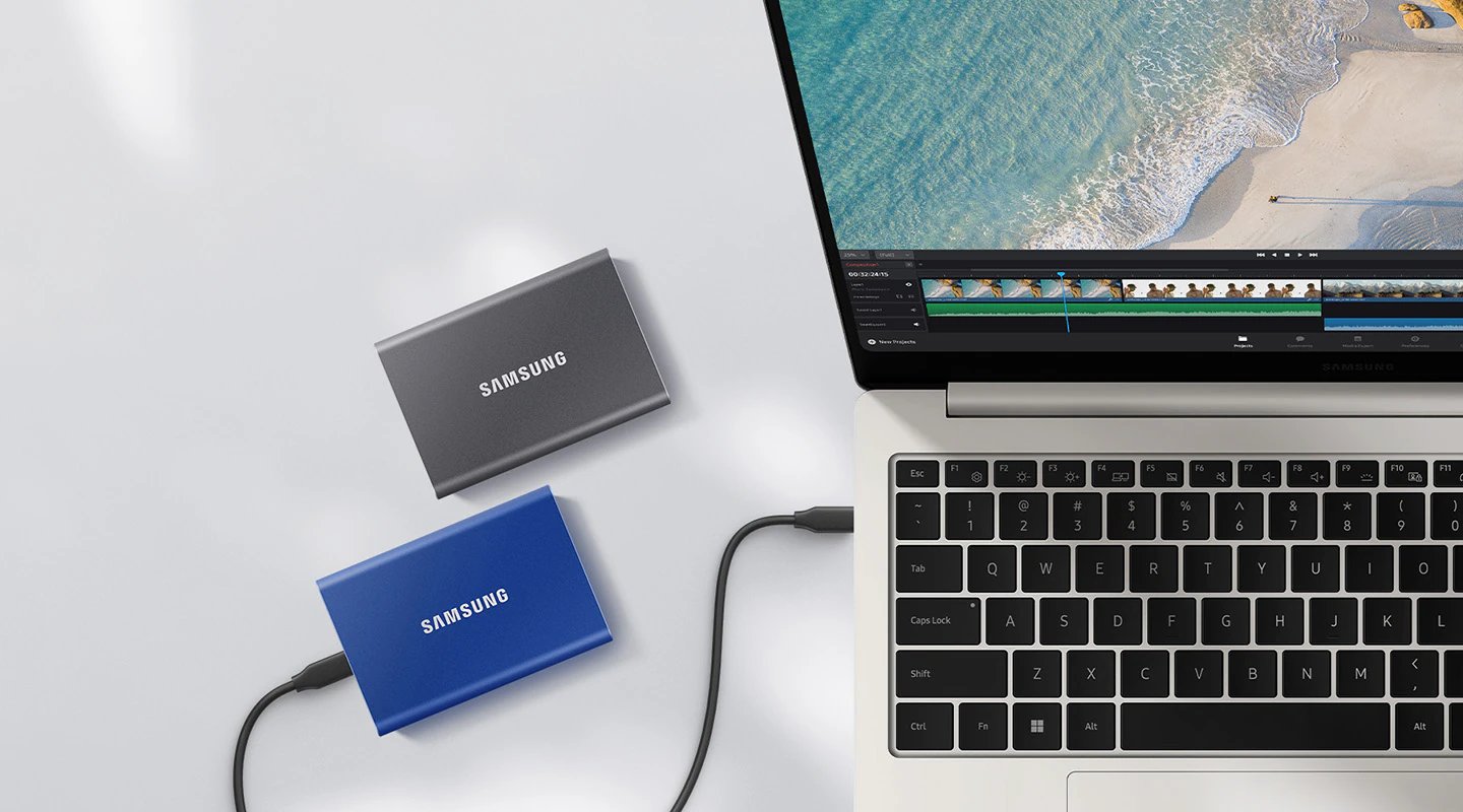 Ổ cứng di động SSD Samsung Portable T7 2TB m&agrave;u xanh Indigo
