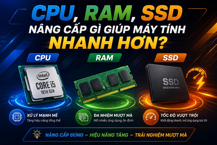 CPU, RAM, SSD – Nâng cấp gì giúp máy tính nhanh hơn?