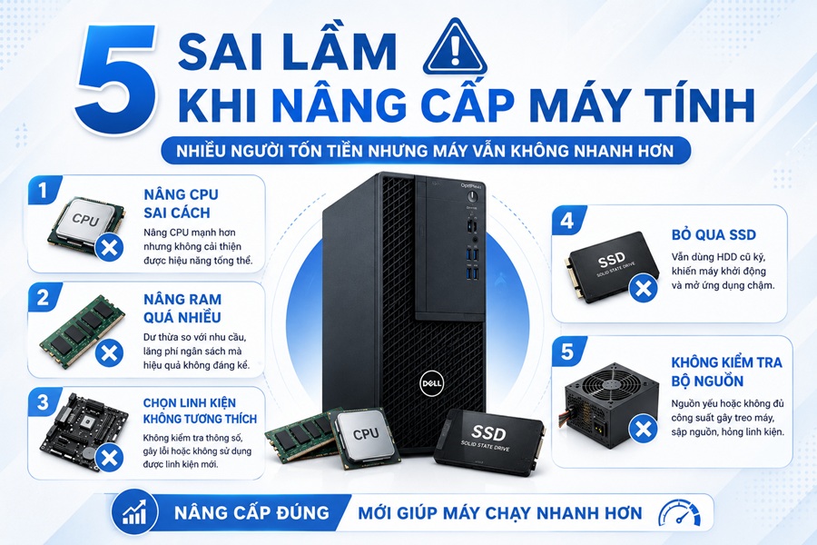 Những sai lầm khi nâng cấp máy tính mà nhiều người gặp phải