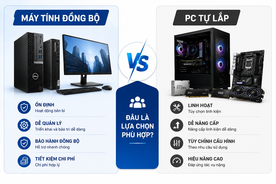 Máy tính đồng bộ có gì khác PC tự lắp?
