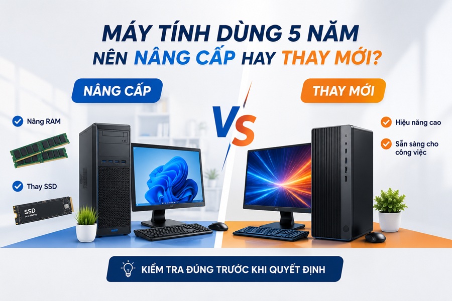 Máy tính sử dụng 5 năm có nên nâng cấp hay thay mới?