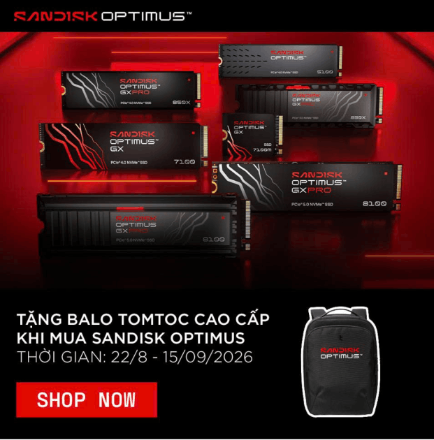 CHƯƠNG TRÌNH KHUYẾN MÃI MUA SANDISK OPTIMUS – NHẬN BALO TOMTOC TRỊ GIÁ 1.500.000 VNĐ