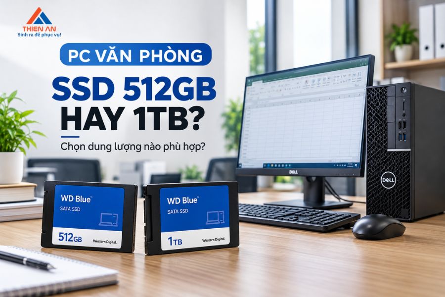 PC văn phòng nên dùng SSD 512GB hay 1TB? Chọn dung lượng nào phù hợp?