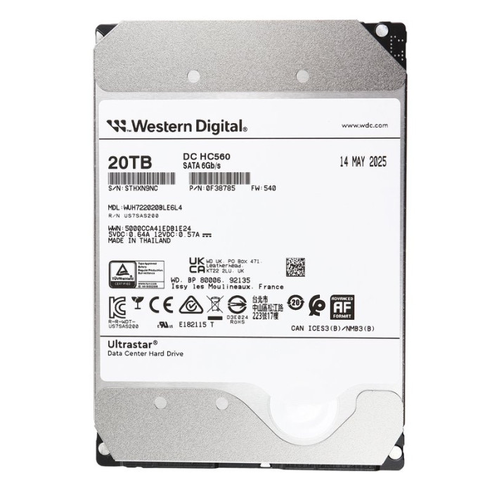 Ổ cứng Server/NAS WD Ultrastar 20TB HC560 3.5 inch WUH722020BLE6L4 