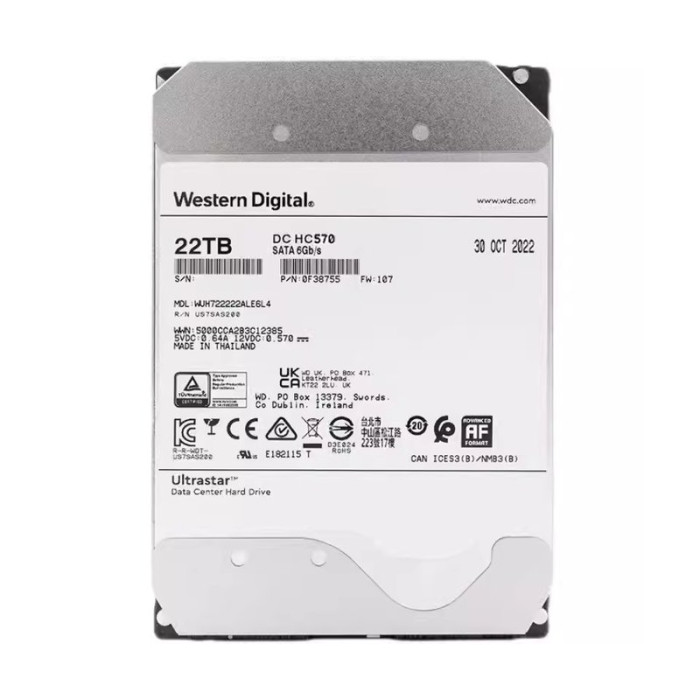 Ổ cứng Server/NAS WD Ultrastar 22TB HC570 3.5 inch WUH722222ALE6L4 