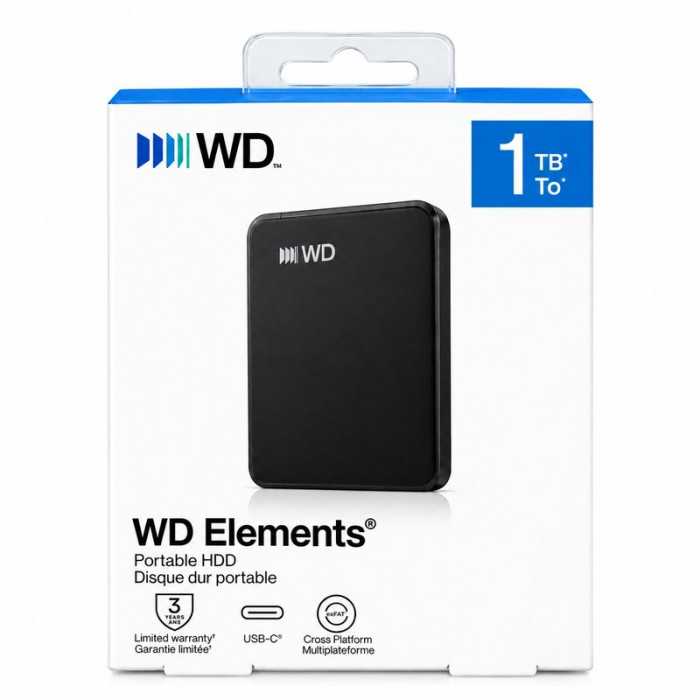 Ổ cứng gắn ngoài WD Elements Portable USB-C 1TB WDBDTV0010BBK-WESN